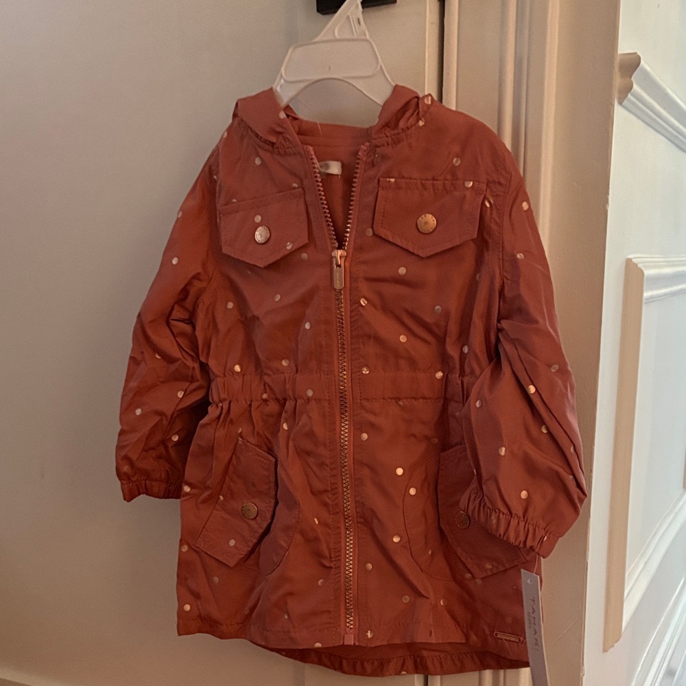 Tahari Kids Raincoat - Rust with Polka Dots